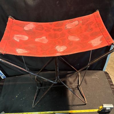 Vintage Retro Portable Folding Camping Fishing Stool Seat Red