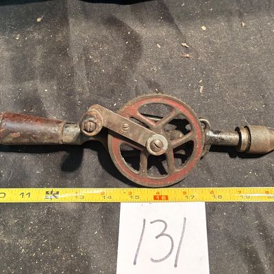 Antique Red Head Eggbeater Hand Drill Vintage Tool Made in New York