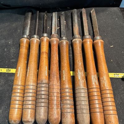 Vintage Craftsman 8 pc USA Lathe Wood Turning Chisel Set