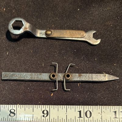 vintage Allstate spark plug gap tool And vintage Allstate spark plug feeler gauge