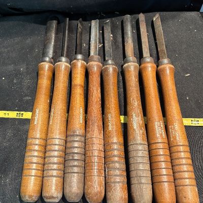 Vintage Craftsman 8 pc USA Lathe Wood Turning Chisel Set