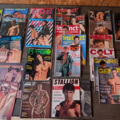 Collection of Vintage Gay Adult Erotica, Travel, and Physique Mens Magazines
