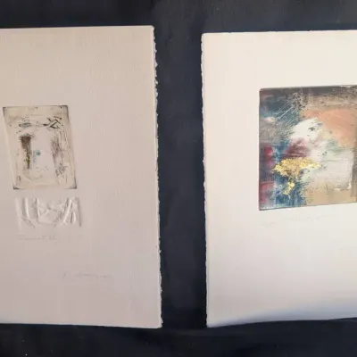 Two Abstract Mixed-media Works Of Art By Artist Jeannette Debonne