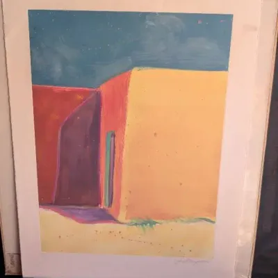 Southwestern Adobe Screenprint by artist Jo Thompson, 1986