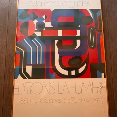 1972 Vintage Exhibition Poster In Frame 25” x 39.5”