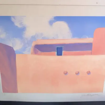 Monoprint (one-of-a-kind fine art print) signed Southwestern screenprint by artist Jo Thompson