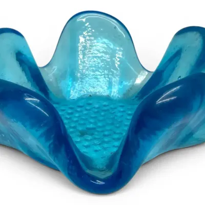 Blue Hand-Blown Glass Ashtray
