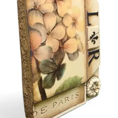 Sid Dickens "L & R Flower" Handmade Memory Block Tile #T-85