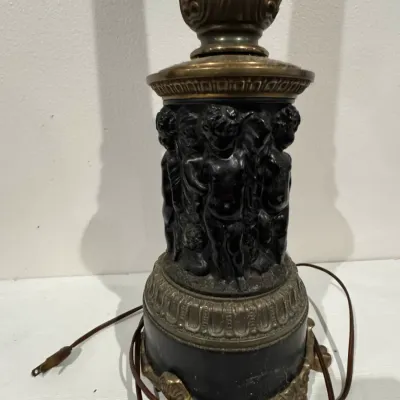 Vintage Classical Figural Table Lamp with Frosted Glass Globe Shade