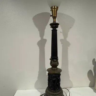 Vintage Classical Figural Table Lamp with Frosted Glass Globe Shade