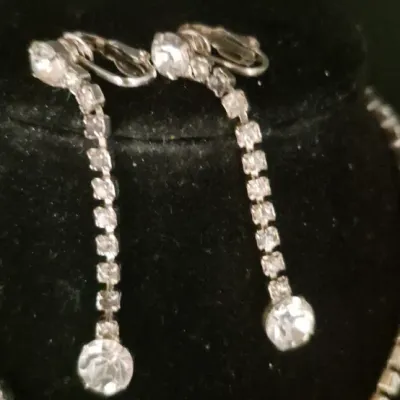 Pair Rhinestone Necklaces w/ Earrings to match ~ fabby