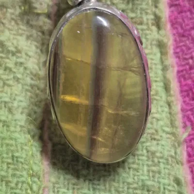 Vintage Natural Golden Rutile Necklace marked 925~ Earrings coordinate [18g]