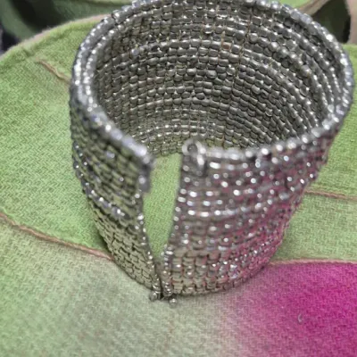Large Cubist Beaded Cuff Bracelet