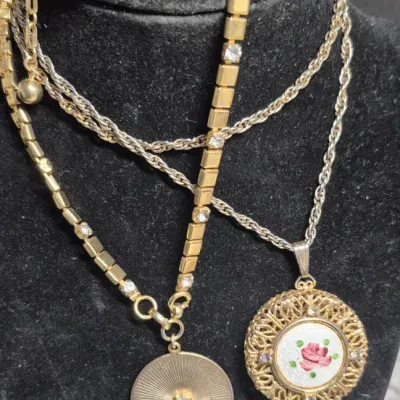 Pair of Vintage Necklaces in gold tone ~ one formal / second casual