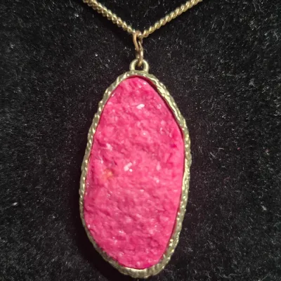 Coral Druzy Necklace & coodinate Earrings [23g]