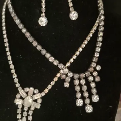 Pair Rhinestone Necklaces w/ Earrings to match ~ fabby
