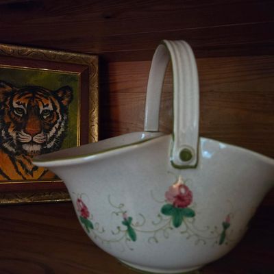 Vintage Ceramic Flower Basket
