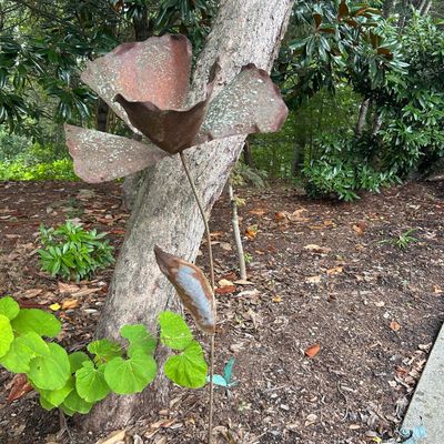 Trio of Metal Yard Art