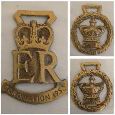Solid Brass 1953 British Coronation Medallions (LR-JS)