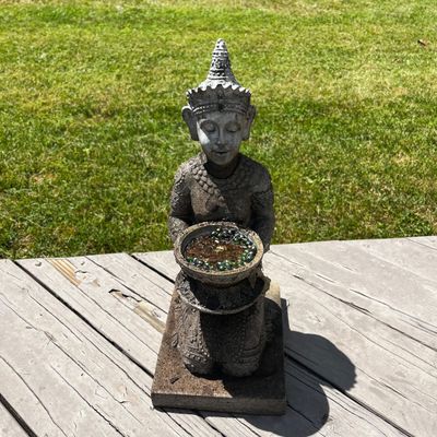 Asian Cast Iron Lanterns & Resin Statue (BP-KA)