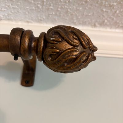 Two Sets of Tapering Silk Drapes and Curtain Rods (BR1-BC)