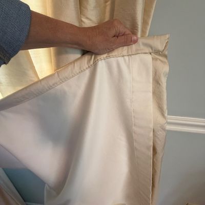 Two Sets of Tapering Silk Drapes and Curtain Rods (BR1-BC)