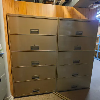 Two Sets of Steelcase Five Drawer Metal Lateral File Cabinets (BD-JS)