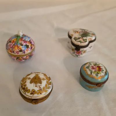Four Hand-Painted Porcelain Trinket Boxes by Herend & More (LR-JS)