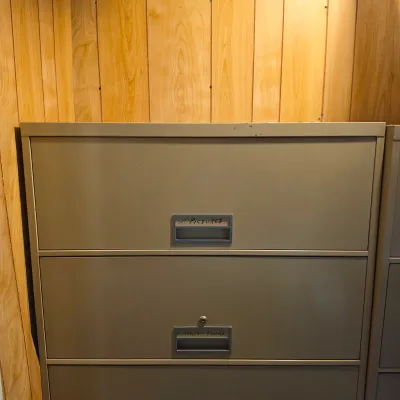 Two Sets of Steelcase Five Drawer Metal Lateral File Cabinets (BD-JS)