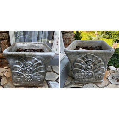 Pair of Square Concrete Planters (FY-KA)