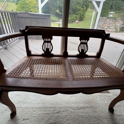 UPDATED: Vintage Wooden Lyre-Back Bench (MBB-SF)