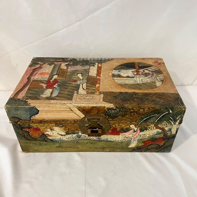 Hand Painted Asian Trunk & Parasol (K-KA)