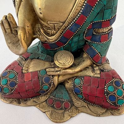 Brass Buddha with Stone Inlay (G-BC)