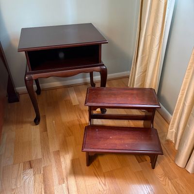 Bombay Company Side Table & Wooden Step Stool (BR1-BC)