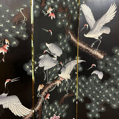 Chinese Black Lacquer Four Panel Screen (BK-KA)