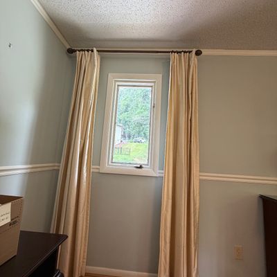 Two Sets of Tapering Silk Drapes and Curtain Rods (BR1-BC)