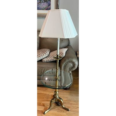 Brass Floor Lamp w/Glass Table Piece (LR-JS)