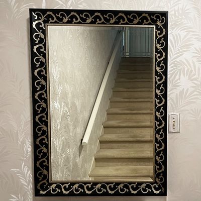 Black & Silver Filigree Mirror (BE-KA)