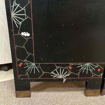Chinese Black Lacquer Four Panel Screen (BK-KA)