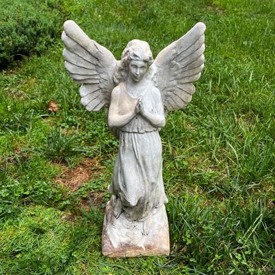 Ornate Concrete Grecian-Style Pillar with Cherub Garden Statues & More (FY-KA)