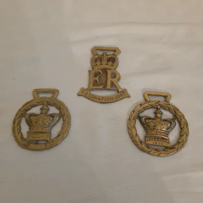 Solid Brass 1953 British Coronation Medallions (LR-JS)