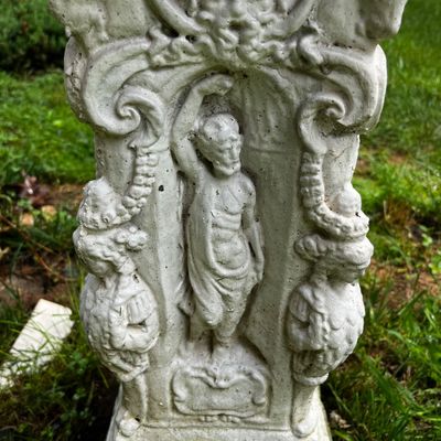 Ornate Concrete Grecian-Style Pillar with Cherub Garden Statues & More (FY-KA)