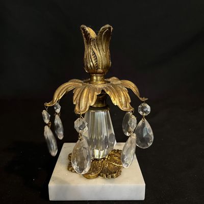 Hollywood Regency Candlesticks & Cut Crystal Bowl (K-KA)