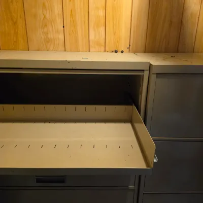 Two Sets of Steelcase Five Drawer Metal Lateral File Cabinets (BD-JS)