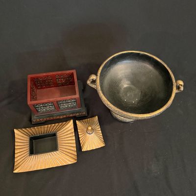 Five Unique Decorative Boxes and Pedestal Urn (D-SS)