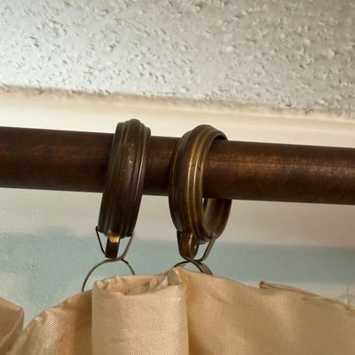 Two Sets of Tapering Silk Drapes and Curtain Rods (BR1-BC)