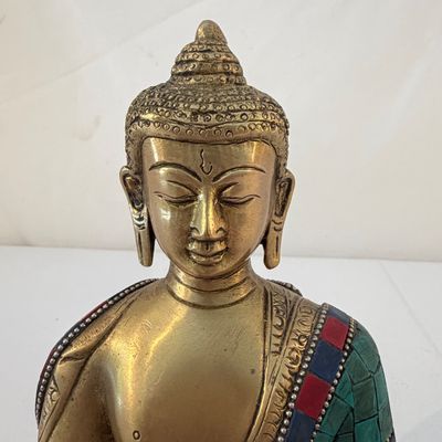 Brass Buddha with Stone Inlay (G-BC)