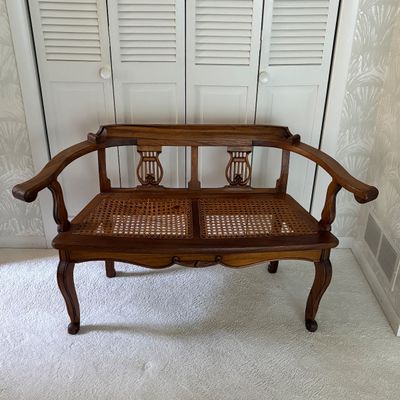 UPDATED: Vintage Wooden Lyre-Back Bench (MBB-SF)