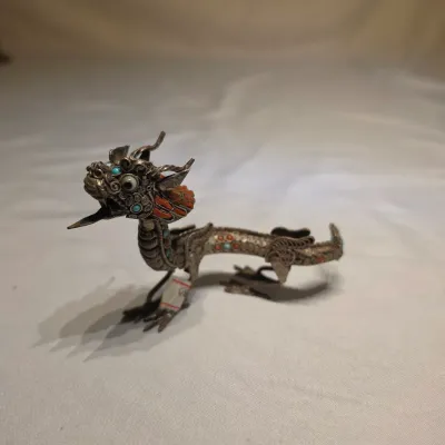Sterling Silver Dragon with Assortment of Ethnic Items (LR-JS)