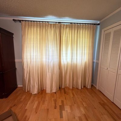 Two Sets of Tapering Silk Drapes and Curtain Rods (BR1-BC)